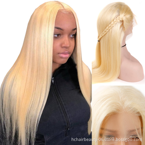 Wholesale Middle Part 613 Blonde 13x1 Lace Pre Plucked 130% 150% 180% Remy Wig 100% Human Hair Extensions Wig